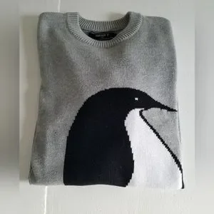 Forever 21 Men Penguin Sweater Gray Size XS
